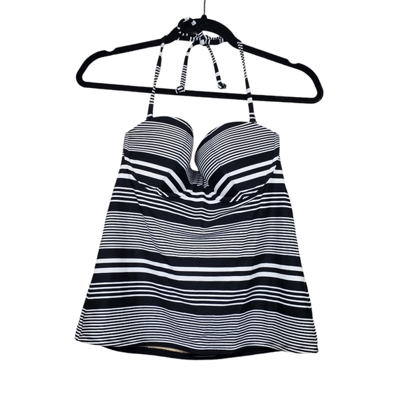 Old Navy Womens Black White Striped Halter Neck Swimsuit Tankini Top Size M NWT - Picture 5 of 6